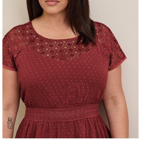 Mini Clip Dot Crochet Lace Skater Dress - Picture 2 of 7